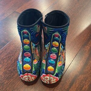 Colorful Embroidered Ankle Boots